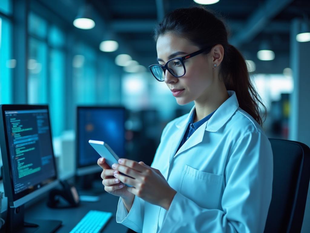 Technicienne effectuant un contrôle qualité